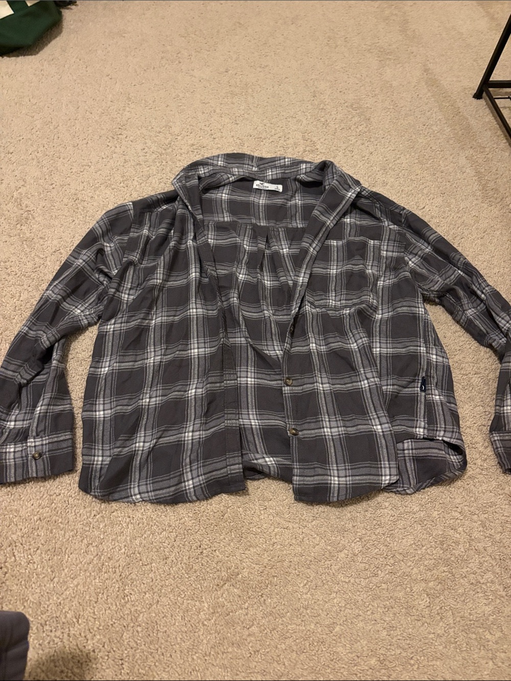 Gray Plaid Button-Front Shirt